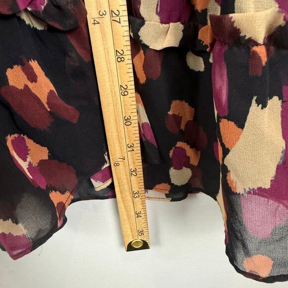 Adelyn Rae Mini Dress Women's XS Multicolor Printed‎ Sheer Ruffle Sleeve Party - Picture 9 of 9